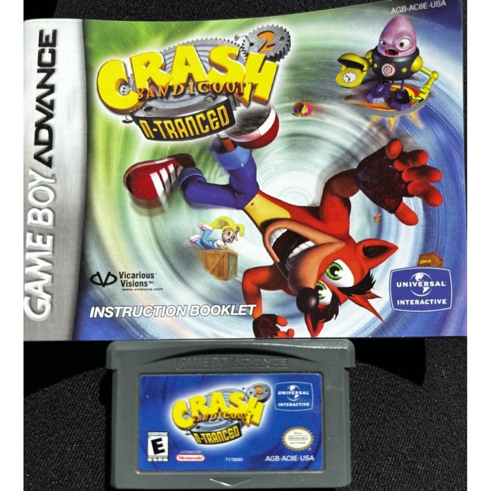 Crash Bandicoot 2 N-Tranced‎ (Nintendo Game Boy Advance, 2003) GAME & Booklet